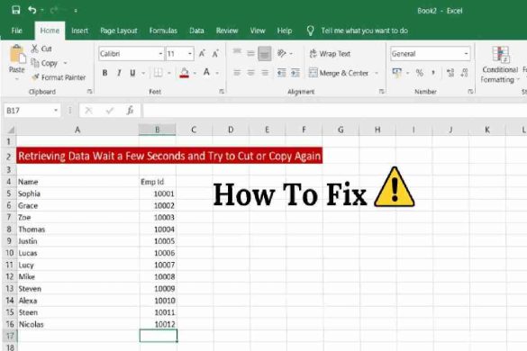 Retrieving Data. Wait A Few Seconds And Try To Cut Or Copy Again. 