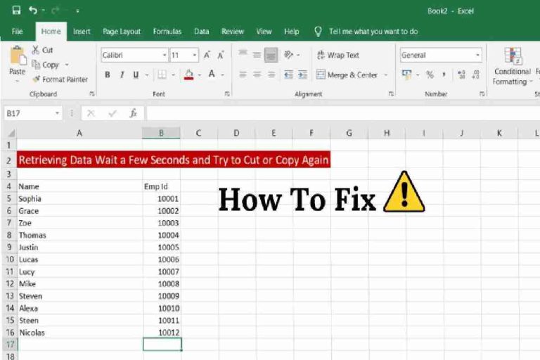 Retrieving Data. Wait A Few Seconds And Try To Cut Or Copy Again. 